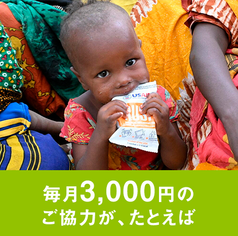 毎月3,000円のご協力が、たとえば