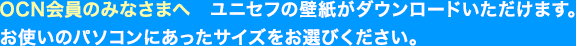 ユニセフの壁紙がダウンロードいただけます。お使いのパソコンにあったサイズをお選びください。