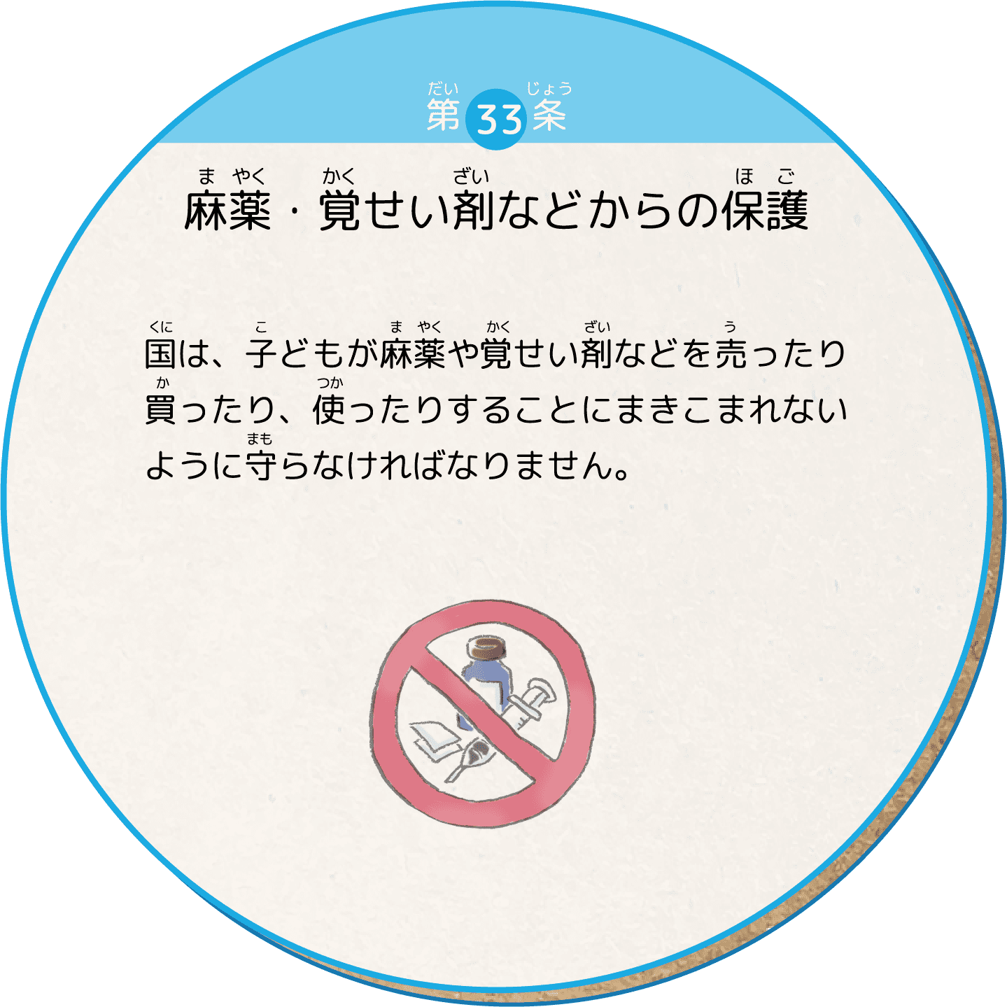 国は、子どもが麻薬や覚せい剤などを売ったり買ったり、使ったりすることにまきこまれないように守らなければなりません。
