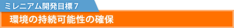 ミレニアム開発目標 7：環境の持続可能性の確保