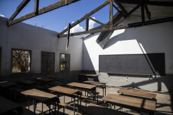 イダイの被害を受けたモザンビークの中学校。(2019年3月25日撮影)