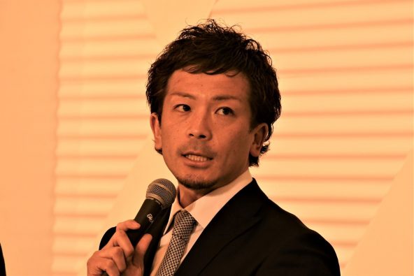 「スポーツには厳しさがつきものですが、それが（子どもたちの）大きなストレスになってはいけない」　新理事長の松田宣浩選手。