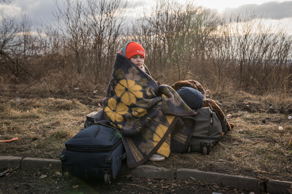 ルーマニアに避難したバレリアさん。(ルーマニア、2022年2月28日撮影)