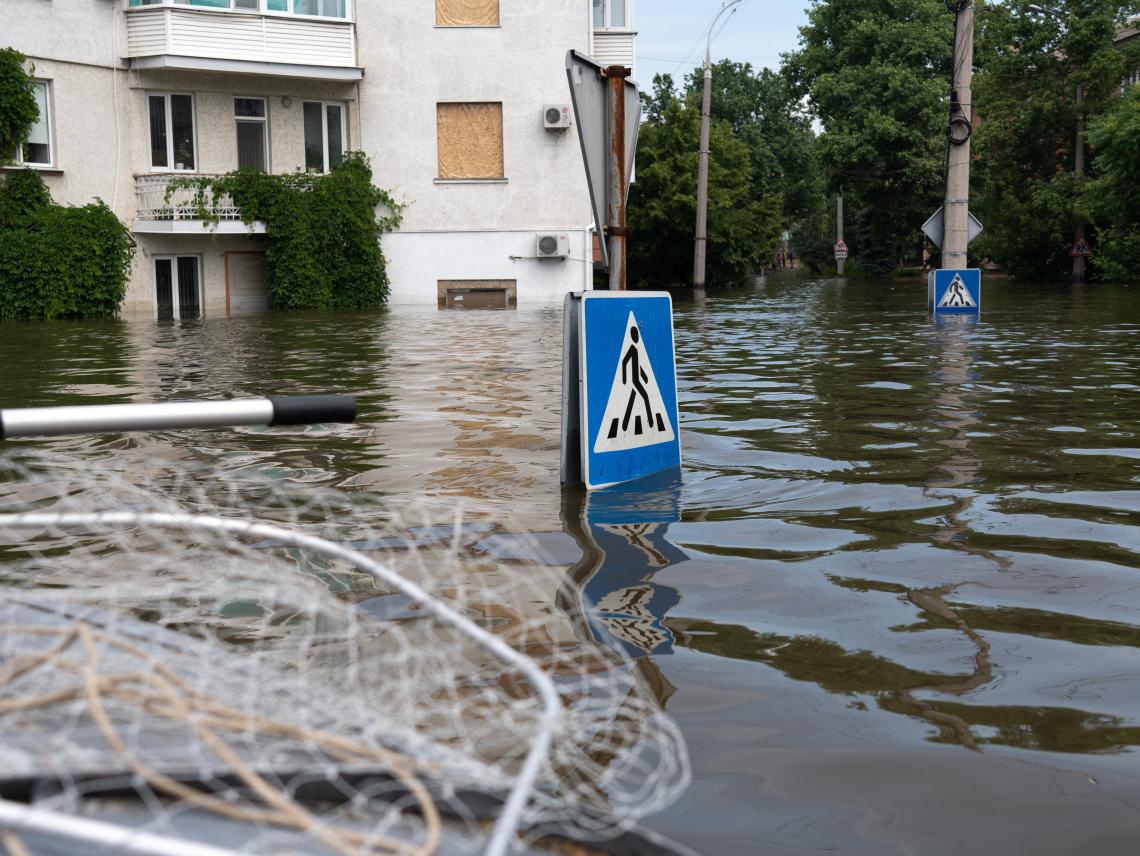 ヘルソン州の洪水で浸水っした地域（ウクライナ、2023年6月撮影）