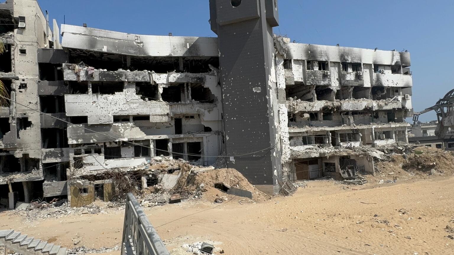 ガザ地区北部にある破壊された病院（パレスチナ、2025年6月10日撮影）