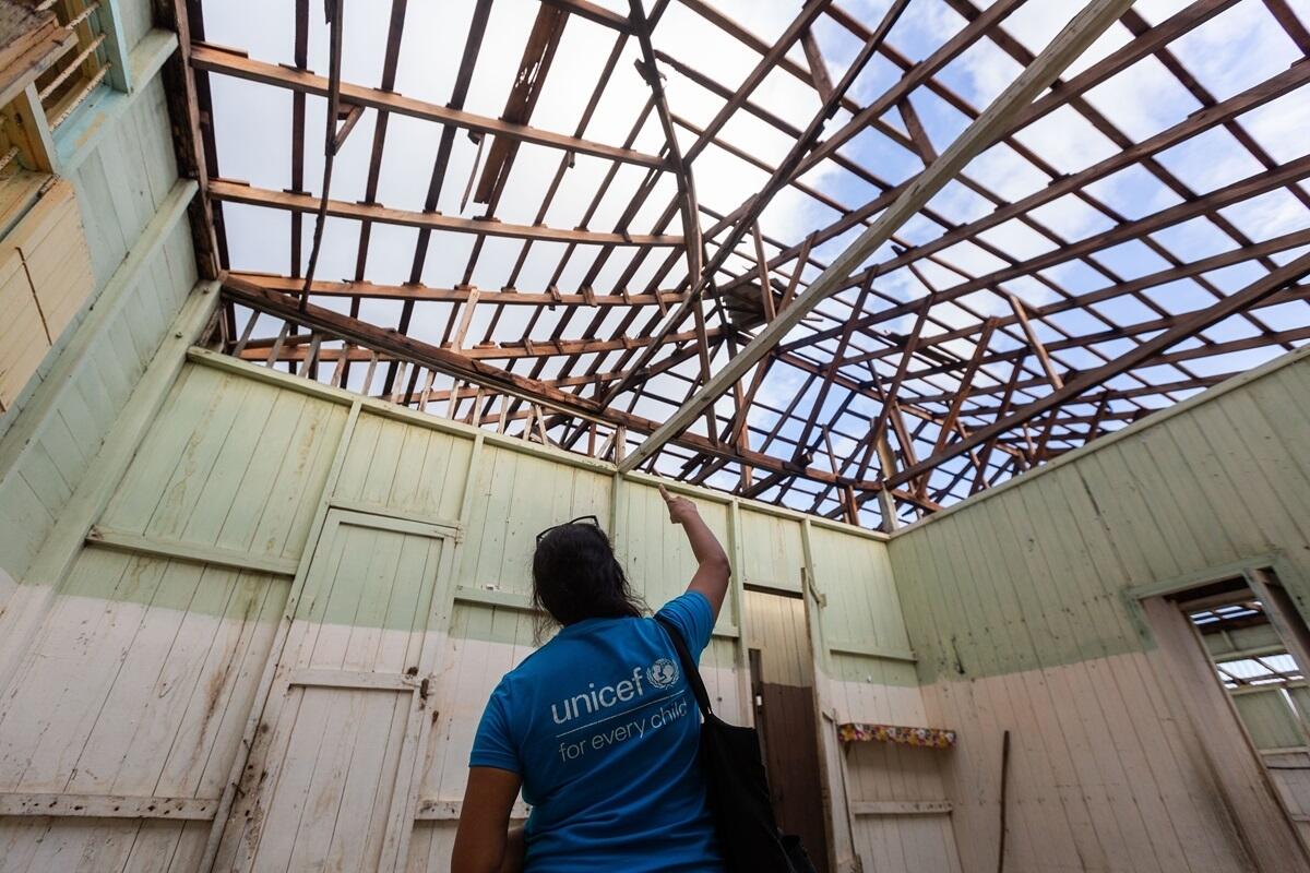 ハリケーン「メリッサ」により、深刻な被害を受けたサンティアーゴ・デ・クーバにある学校（キューバ、2025年11月12日撮影）