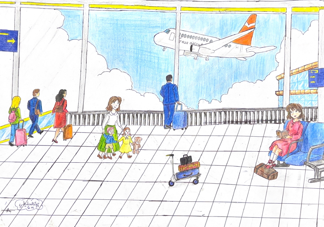 「私たちが望むガザ」をテーマにガザの子どもが描いた絵