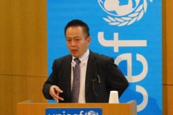 「共感の拡大」を目指し、子どもたちに「夢の実現」の場を提供していると説明するHONDA久保氏