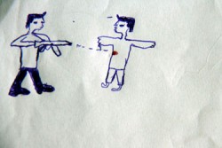 ブジュンブラで暴力を目撃した子どもが描いた絵。