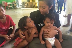 地震の影響を受けて、チアパス州の避難施設に避難している子どもたち。(2017年9月10日撮影)