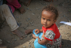 On 14 March 2018 in Aden City, Yemen, a child is displaced from Taiz because of the conflict. Nearly half a million children have dropped out of school since the 2015 escalation of conflict in Yemen, bringing the total number of out-of-school children to 2 million.  Almost three quarters of public school teachers have not been paid their salaries in over a year, putting the education of an additional 4.5 million children at grave risk. According to the UNICEF report, “If Not In School”, more than 2,500 schools are out of use, with two thirds damaged by attacks, 27 per cent closed and 7 per cent used for military purposes or as shelters for displaced people.
