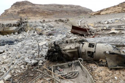 攻撃を受けた大規模給水施設（イエメン北西部サアダ県）