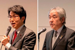 写真左:國重徹総務大臣政務官 写真右:早水研 日本ユニセフ協会専務理事