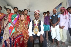 On 21 June 2018 in Nepal, Renuka Kumari Choudhary (left and seated), Rakesh Kumar Shah (right and seated) and other adolescents in Gujara Municipality of Rautahat District perform a skit on child marriage as part of UNFPA-UNICEF Global Programme on Ending Child Marriage. The Global Programme, funded by the governments of Canada, the European Union the Netherlands and the United Kingdom, supports 12 countries - Bangladesh, Burkina Faso, Ethiopia, Ghana, India, Mozambique, Nepal, Niger, Sierra Leone, Uganda, Yemen and Zambia in ending child marriage and ensuring the rights of girls are upheld.