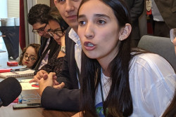 チリの若い気候活動家カタリナ・シルバさん。(2019年10月8日撮影)
