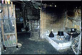 農村の家庭の台所