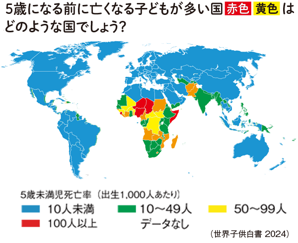 5歳になる前に亡くなる子どもが多い国はどのような国でしょう？