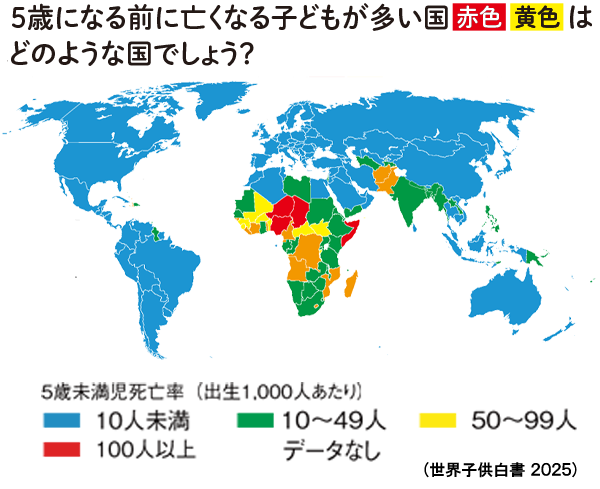 5歳になる前に亡くなる子どもが多い国はどのような国でしょう？