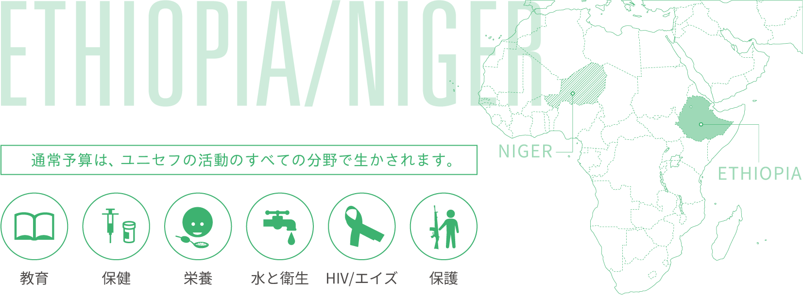 ETHIOPIA/NIGER 通常予算は、ユニセフの活動のすべての分野で生かされます。