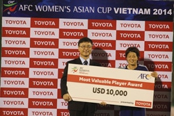 AFC女子アジアカップベトナム2014、大会MVP受賞の様子