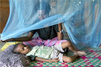 ルワンダの子どもが自分の目線で撮影した、巨大な蚊のレプリカ