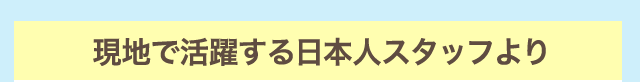 現地で活躍する日本人スタッフより