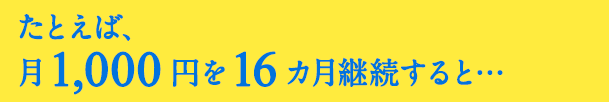 たとえば、月1,000円のご支援を16ヵ月継続すると...