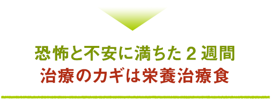 恐怖と不安に満ちた2週間治療のカギは栄養治療食