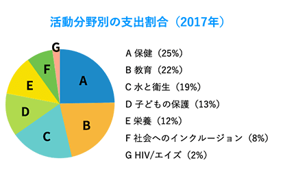 活動分野別の支出割合（2017年）