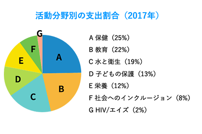 活動分野別の支出割合(2017年)