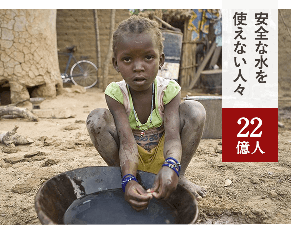 安全な飲み水を使えない人々 22億人