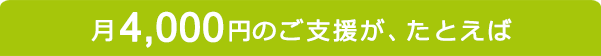 月4,000円のご支援が、たとえば
