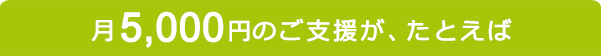月5,000円のご支援が、たとえば