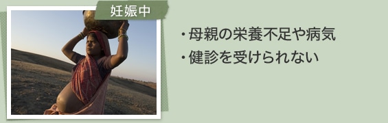 [妊娠中]・母親の栄養不足や病気・健診を受けられない