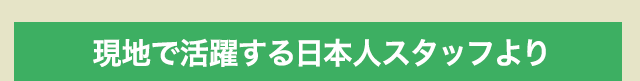 現地で活躍する日本人スタッフより