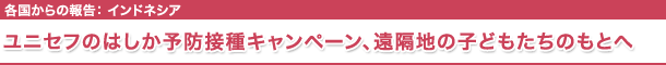 各国からの報告：インドネシア　ユニセフのはしか予防接種キャンペーン、遠隔地の子どもたちのもとへ