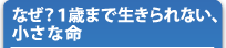なぜ？１歳まで生きられない、小さな命