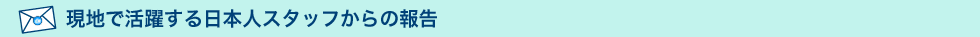 現地で活躍する日本人スタッフからの報告