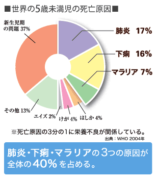 世界の5歳未満児の死亡原因