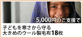 5,000円のご支援で子どもを寒さから守る大きめのウール製毛布18枚