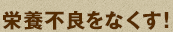 栄養不良をなくす！