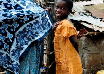 遠隔地の村の親子