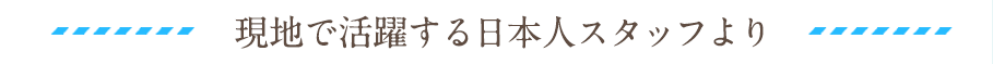 現地で活躍する日本人スタッフより