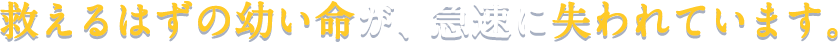 救えるはずの幼い命が、急速に失われています。