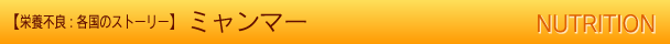 【栄養不良:各国のストーリー】ミャンマー