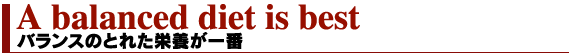 A balanced diet is best バランスのとれた栄養が一番