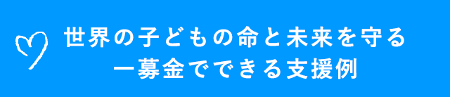 世界の子どもの命と未来を守る 募金でできる支援例